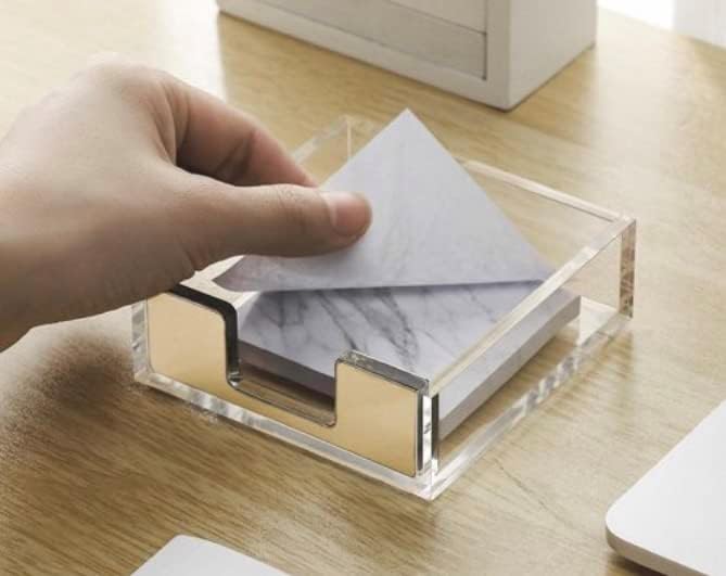 Varuni- Gold Desk Accessories- Office Accessories -Gift Set- Heavy Duty Stapler, Pen Organizer, Tape Dispenser Desk, Clear Sticky Notes- Including Clear Tape and 1000 Staples- Acrylic Desk - Image 8